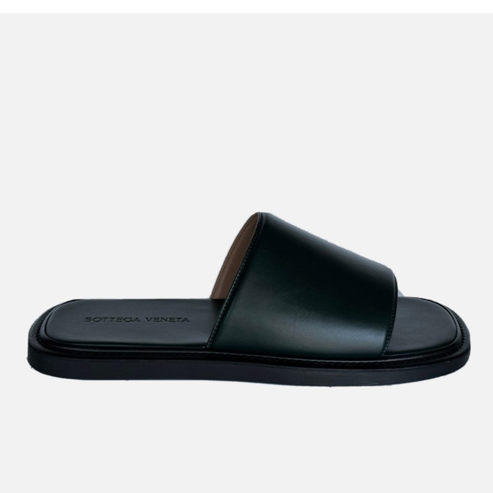 Bottega Veneta Leather Slides Sandals Size 11 44 Vienna Calf Men Like New Black